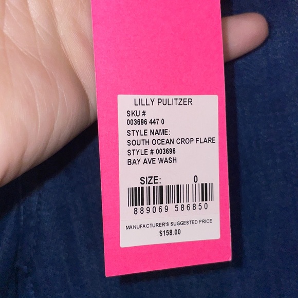 Lilly Pulitzer South Ocean Crop Flare Braided Bay Ave Denim Jeans Size 0 - Picture 7 of 9